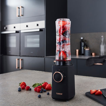 300W Personal 2 Speed Smoothie Blender Black and Rose Gold