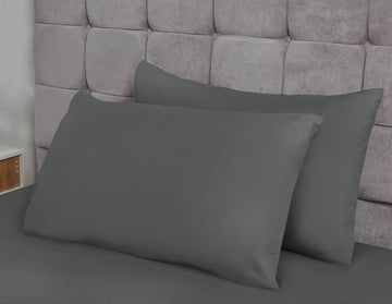 2Pcs Charcoal Plain Dyed Pillowcases