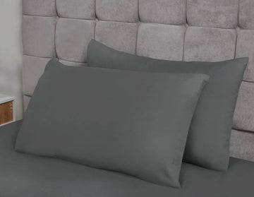 2Pcs Charcoal Plain Dyed Pillowcases