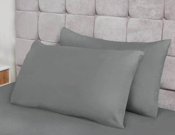 2Pcs Silver Grey Plain Dyed Pillowcases