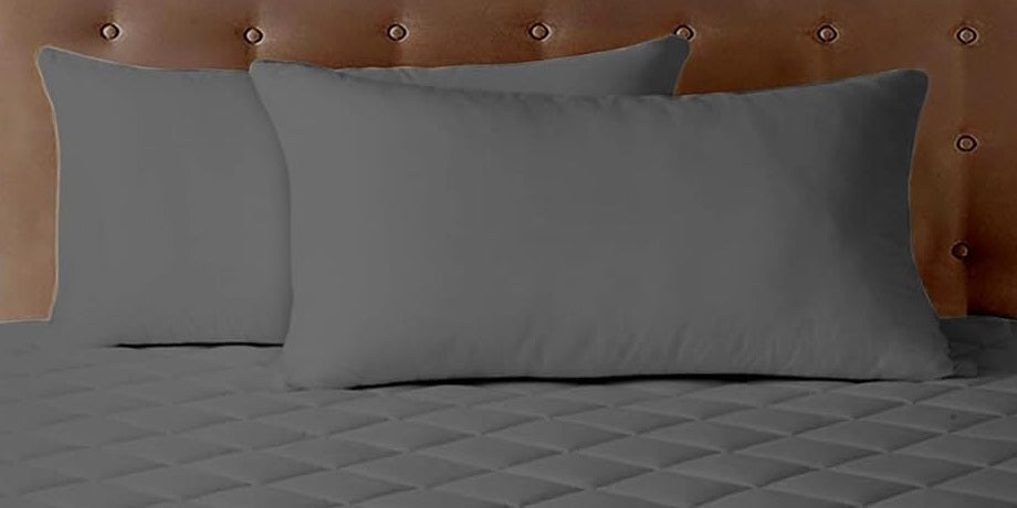 Pair of Quilted Pillow Protector Charcoal Grey