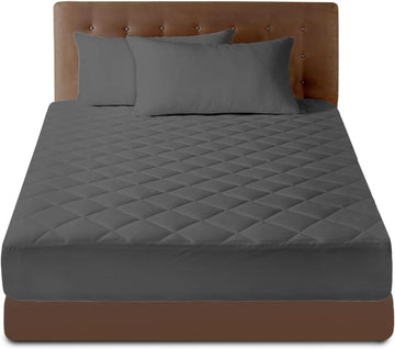 Pair of Quilted Pillow Protector Charcoal Grey