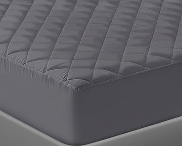 Luxury Quilted Single Bed Mattress Protector Charcoal Grey
