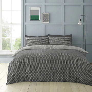 Moroccan Style Duvet Cover Set, King, Green & Grey