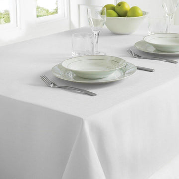 Luxury Dining Table Cloth - Linen Look White