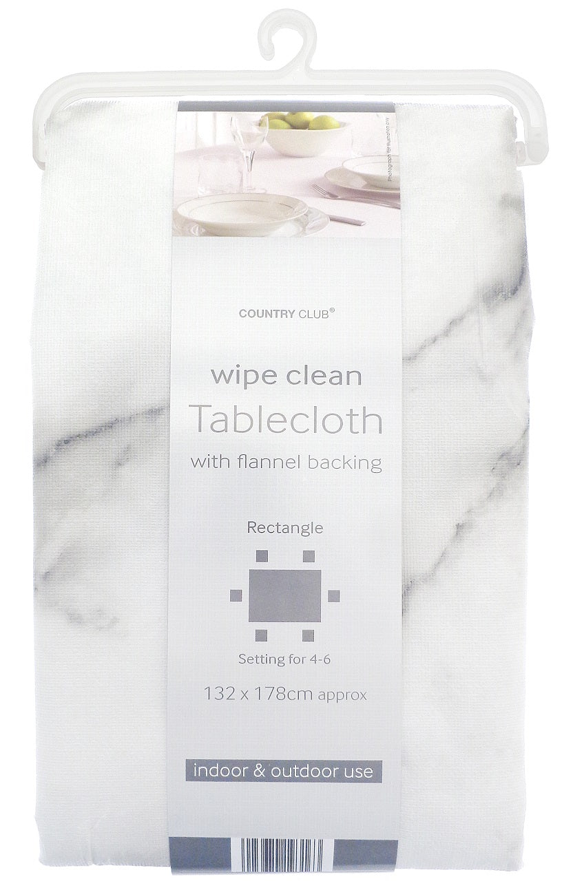 Luxury and Wipe Clean Dining Table Cloth - Marble White Grey