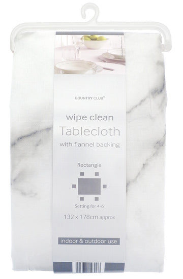 Luxury and Wipe Clean Dining Table Cloth - Marble White Grey