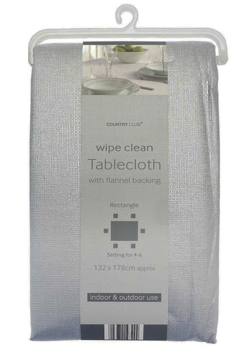 Luxury and Wipe Clean Dining Table Cloth - Texture Silver Grey