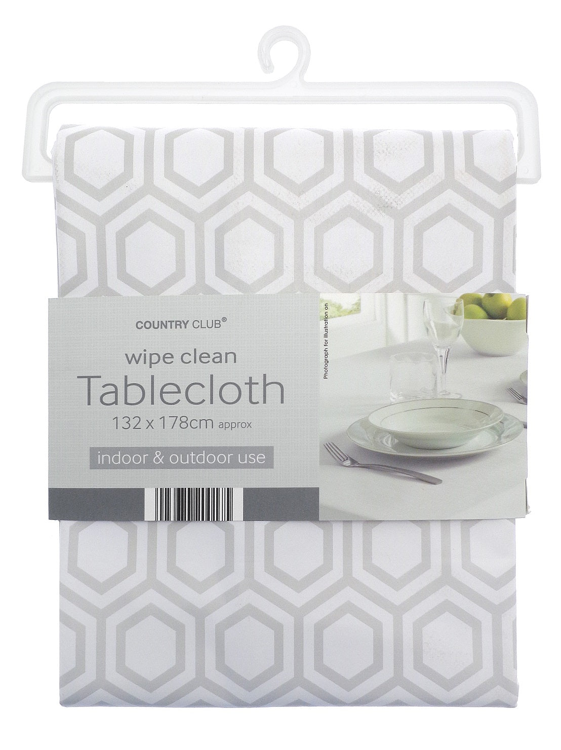 Geometric Wipe Clean Table Cloth 132x178cm - Grey