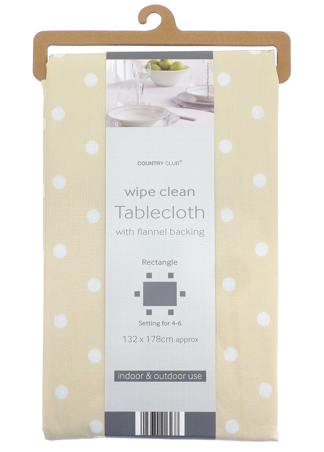 Polka Dot Wipe Clean Kitchen Dining Table cloth - Cream