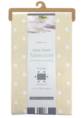 Polka Dot Wipe Clean Kitchen Dining Table cloth - Cream