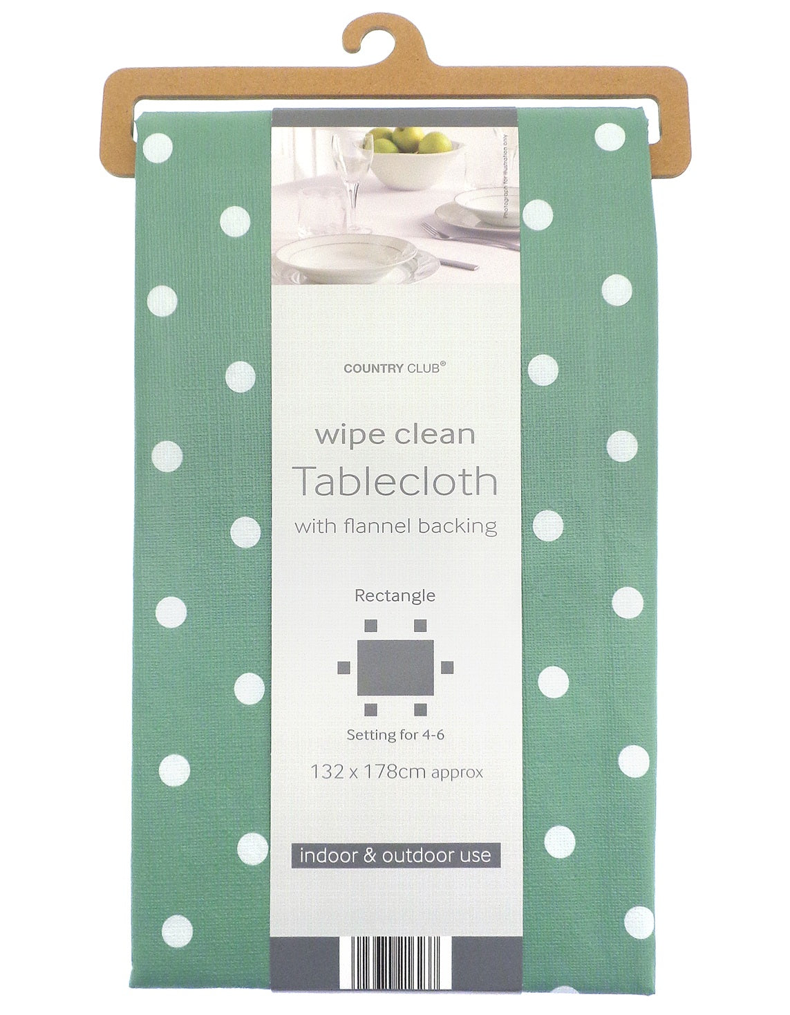 Polka Dot Wipe Clean Kitchen Dining Table cloth - Green
