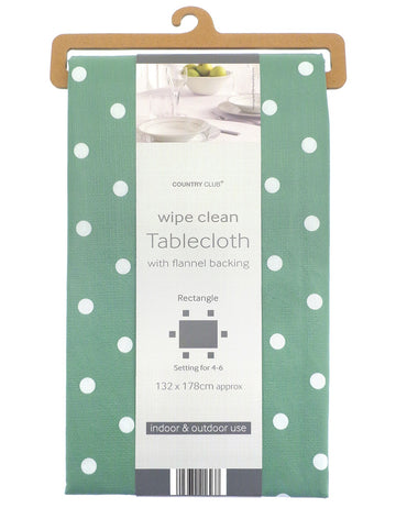Polka Dot Wipe Clean Kitchen Dining Table cloth - Green