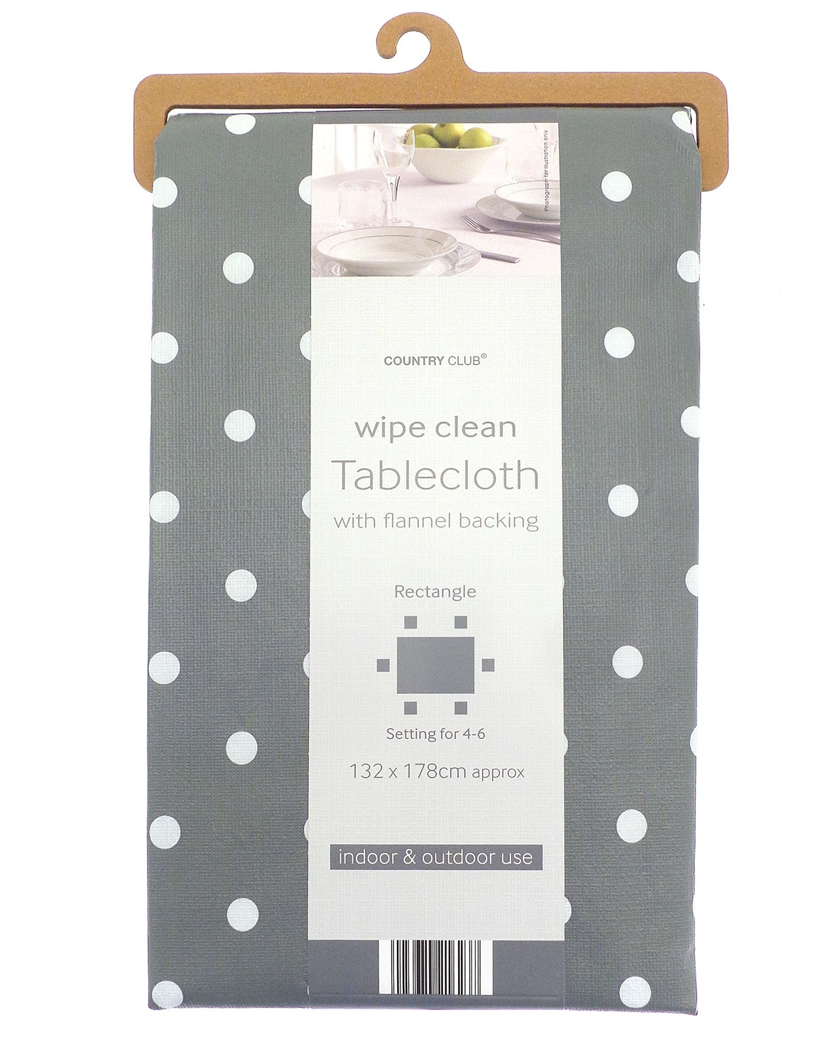 Polka Dot Wipe Clean Kitchen Dining Table cloth - Grey