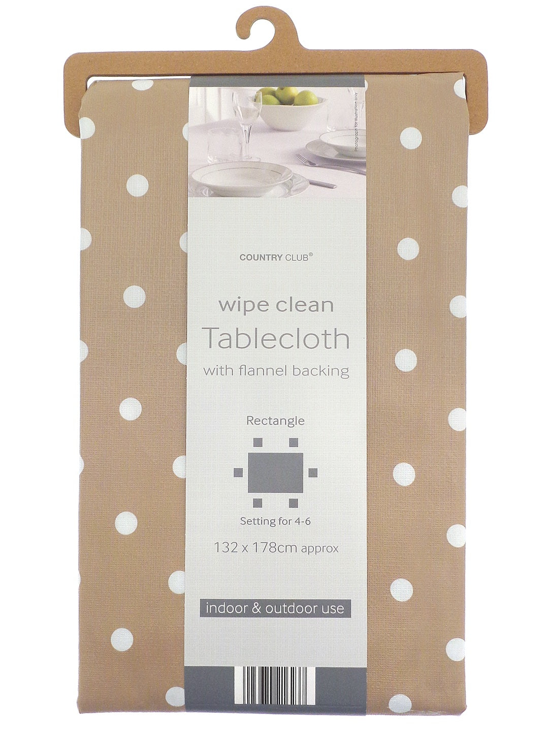 Polka Dot Wipe Clean Kitchen Dining Table cloth - Natural