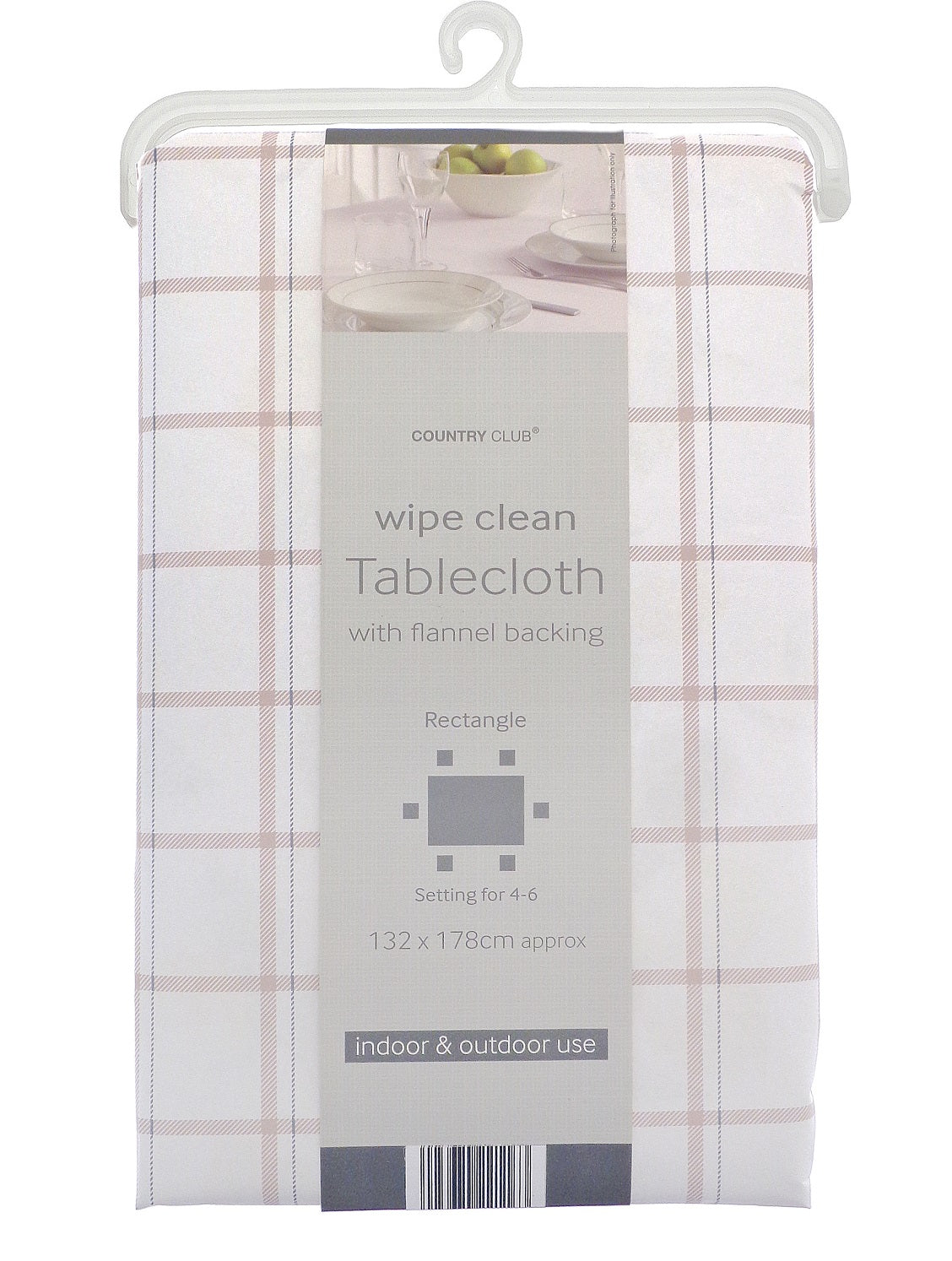 Natural Check Dining Table Cloth 132x178cm - 4-6 people