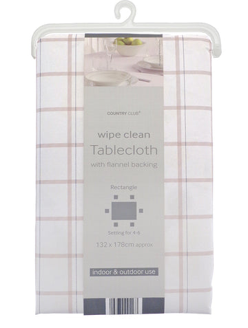 Natural Check Dining Table Cloth 132x178cm - 4-6 people