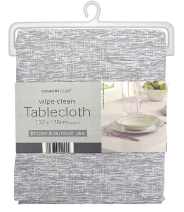 Linen Look Grey Dining Table Cloth 132x178cm - 4-6 people