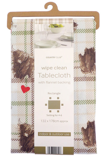 Highland Cow Table cloth 132x178cm - Green