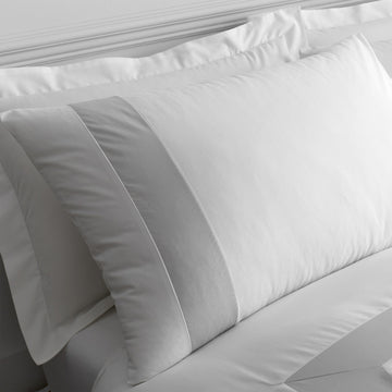 Bianca Fine Linens Tailored Duvet Cover, Super King, White & Silver Grey