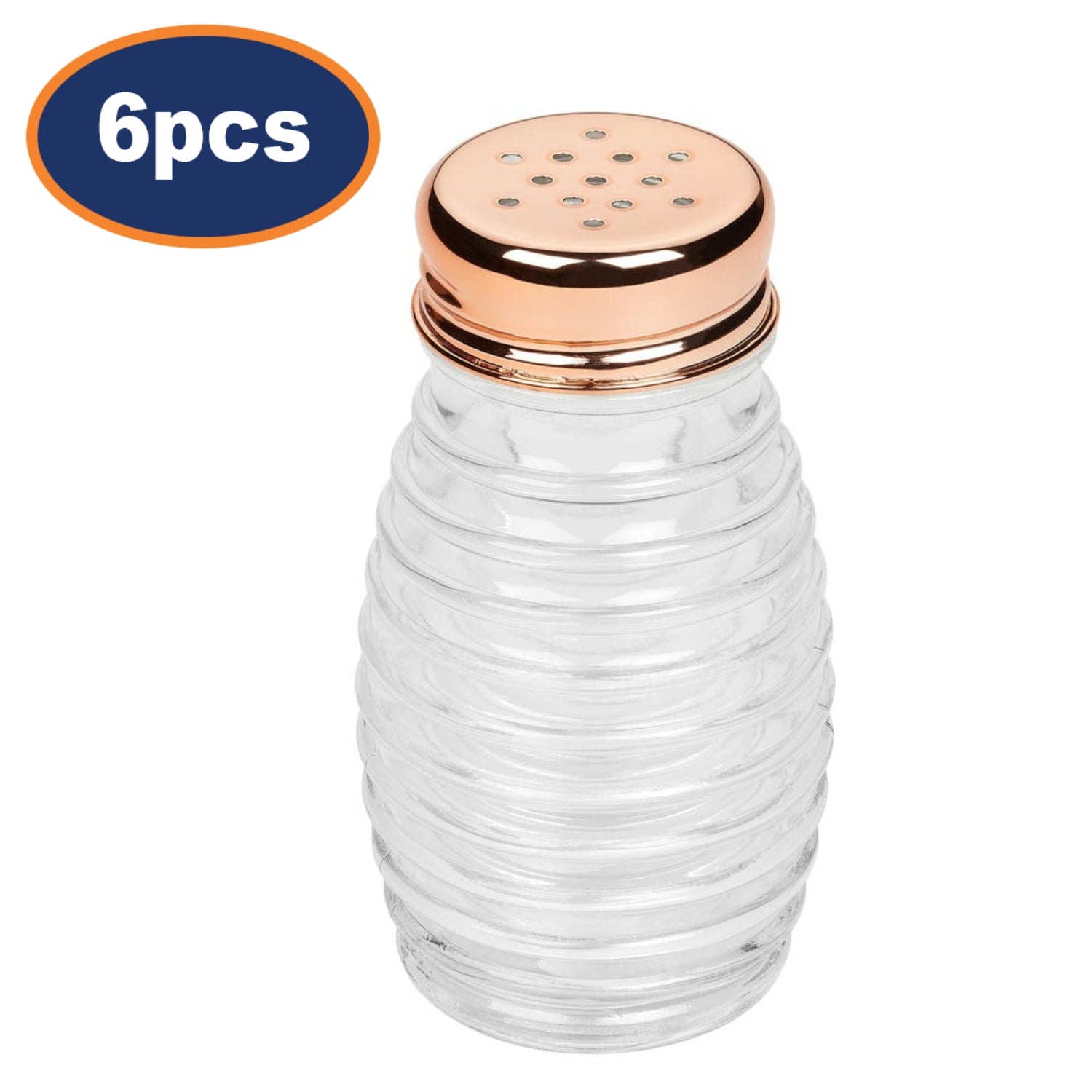 6 Sets of 85ml Clear Rose Gold Lid  Tala Glass Salt & Pepper Shaker