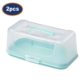 2Pcs Cake Carrier & Storage Container with Handle for Cakes, Cupcakes & Sandwiches