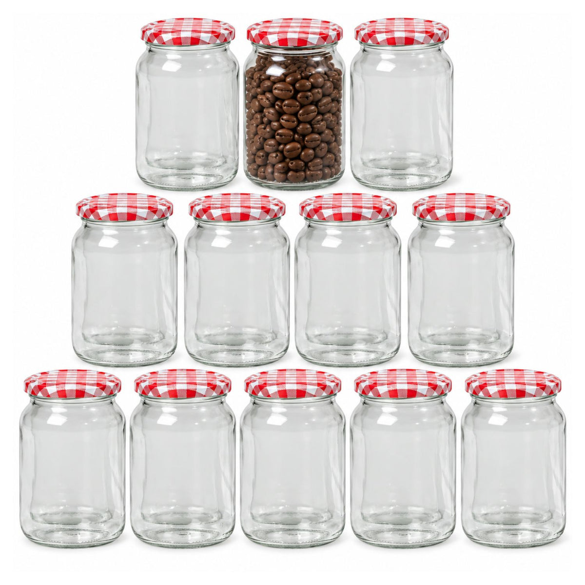 12Pcs 380ml Gingham Screw Lids Glass Storage Jars Set