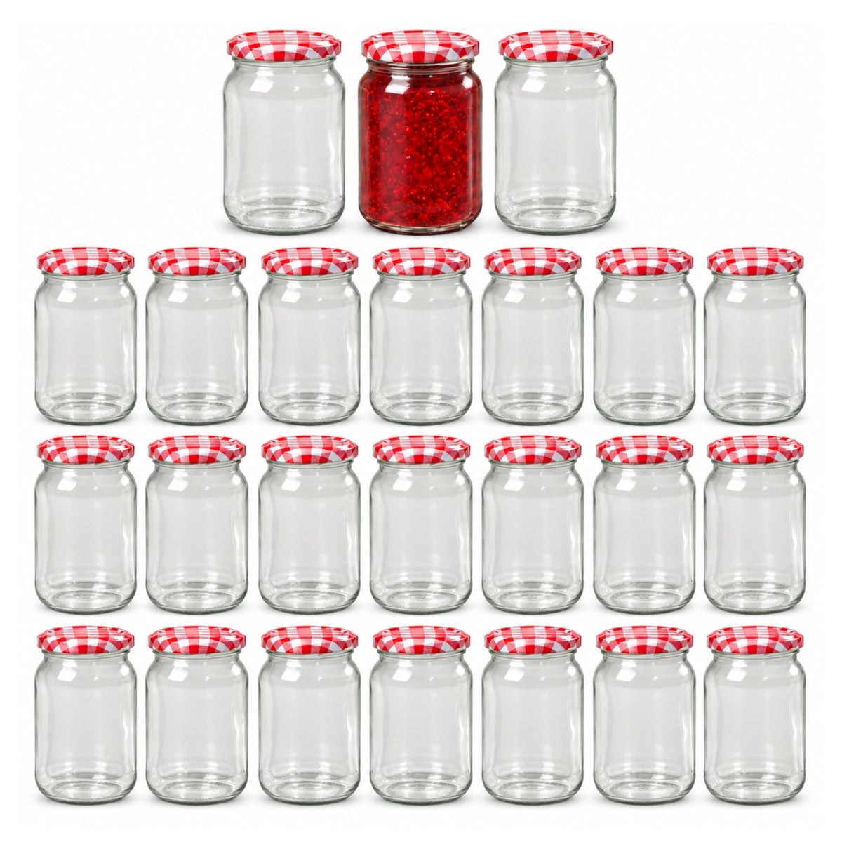 24Pcs 380ml Gingham Screw Lids Glass Storage Jars Set