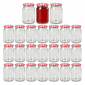 24Pcs 380ml Gingham Screw Lids Glass Storage Jars Set