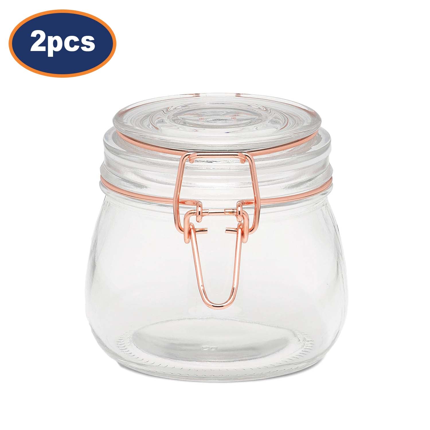 2Pcs Tala 0.5Litre Glass Copper Clip Top Storage Jars