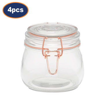 4Pcs Tala 0.5Litre Glass Copper Clip Top Storage Jars