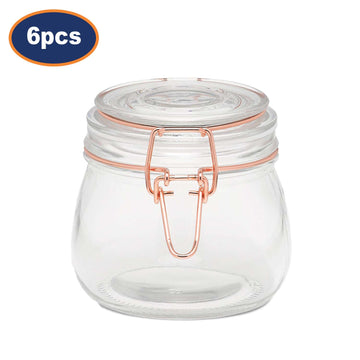 6Pcs Tala 0.5Litre Glass Copper Clip Top Storage Jars