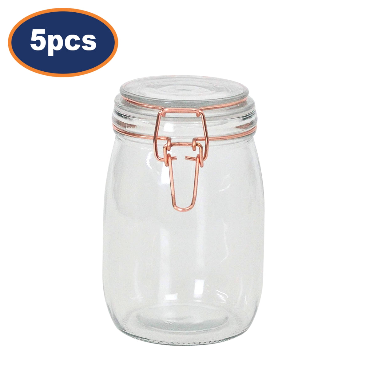 5Pcs Tala 1Litre Glass Copper Clip Top Storage Jars