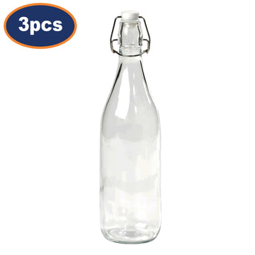 3Pcs 530ml Transparent Glass Storage Bottles with Airtight Lids