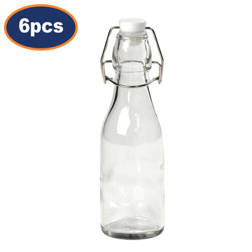 6Pcs 270ml Transparent Glass Storage Bottles with Airtight Lids
