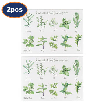 2Pcs Herbs Design Glass Work Chopping Board
