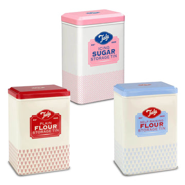 3Pcs Tala Storage Tin - Icing Sugar Plain & Self-Raising Flour