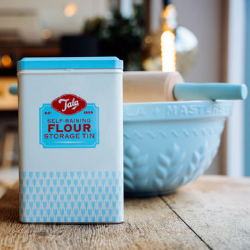 1650ml Retro Plain Blue Tin Flour Storage