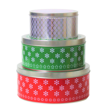 Christmas Cake Tins Set of 3 Xmas Biscuit Container