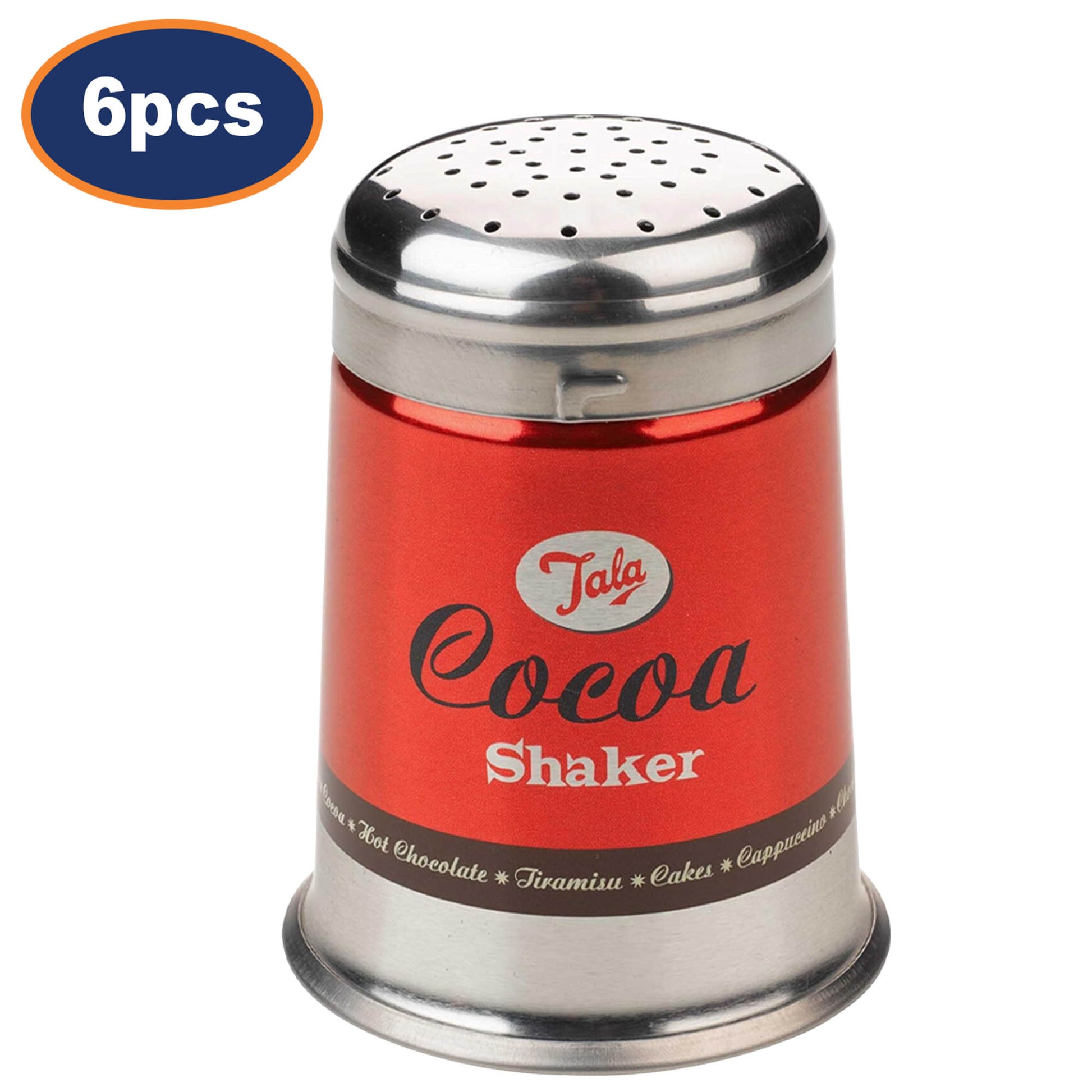 6Pcs Tala Red Vintage Retro Style Stainless Steel Shaker