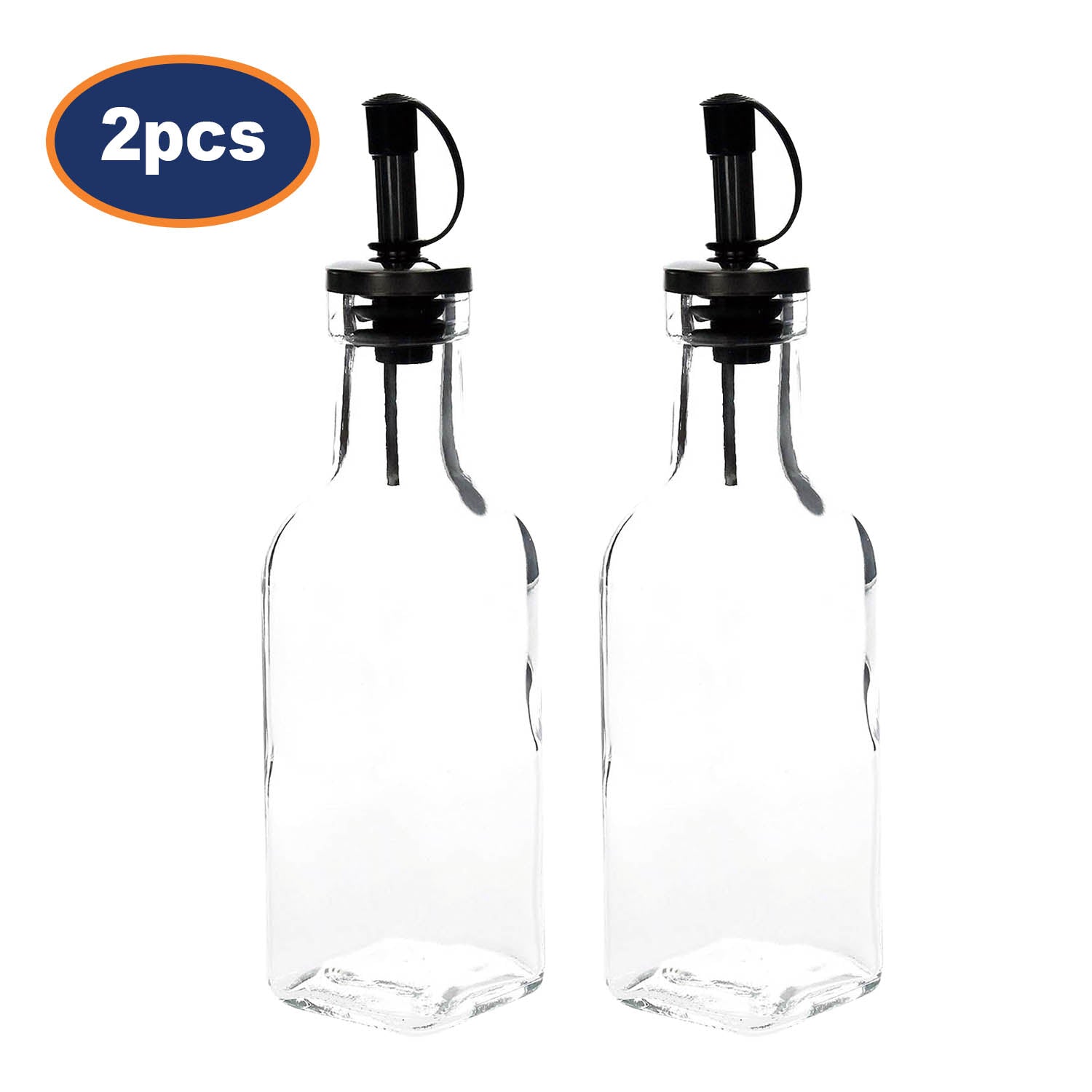 2Pcs 200ml Chef Aid Oil Vinegar Clear Glass Bottle