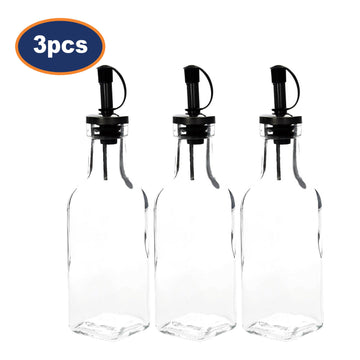 3Pcs 200ml Chef Aid Oil Vinegar Clear Glass Bottle