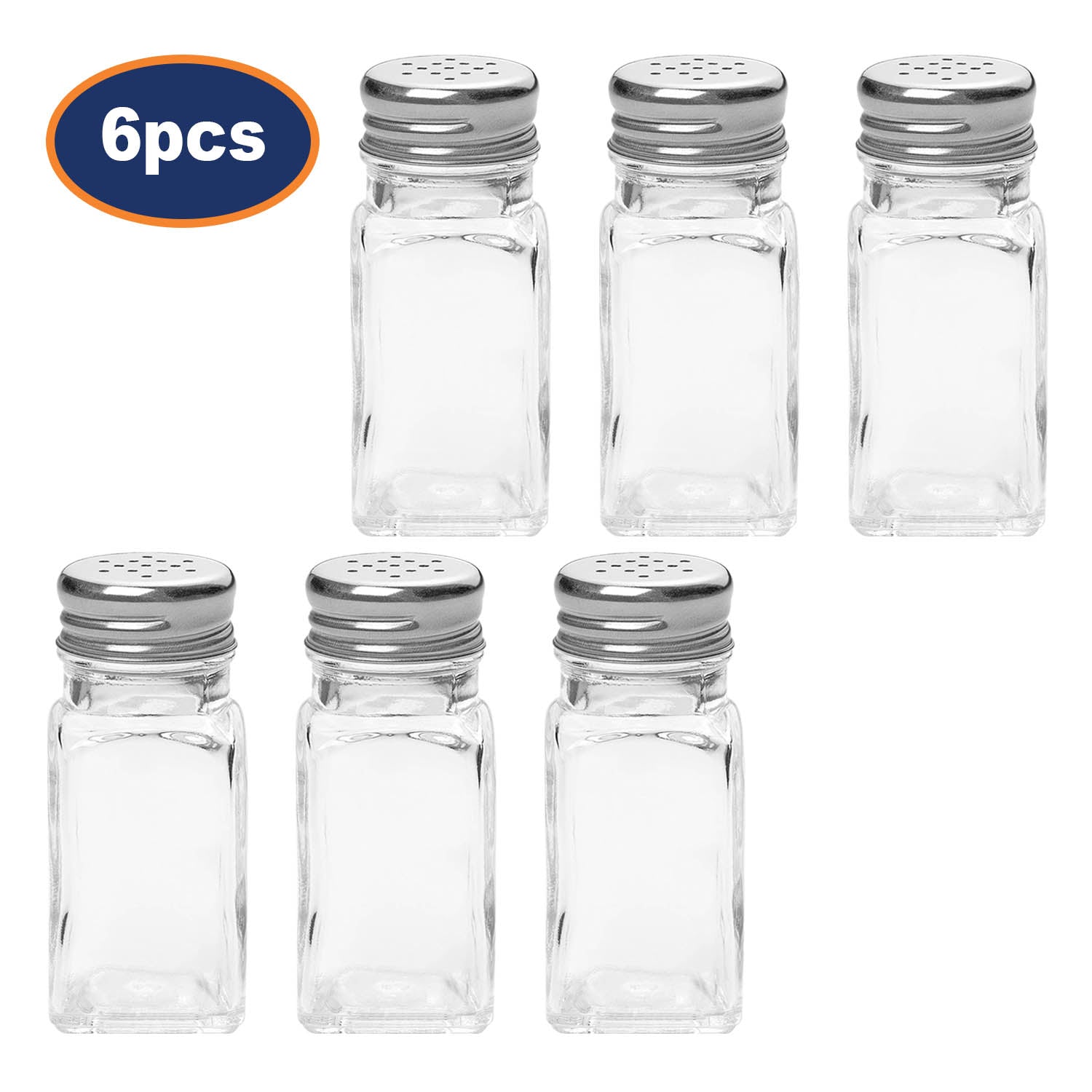 6Pcs Chef Aid 70ml Glass Pepper Shaker