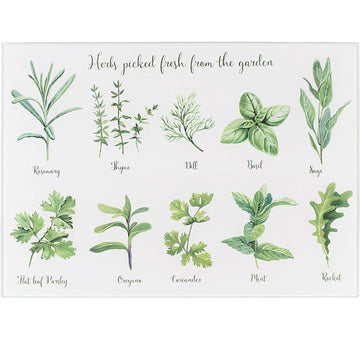 Herbs Design Glass Work Chopping Board