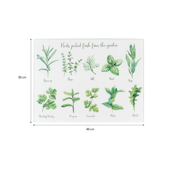 2Pcs Herbs Design Glass Worktop Saver Chopping Board