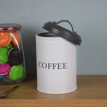 1.2L White Coffee Container Kitchen Storage With Grey Lid