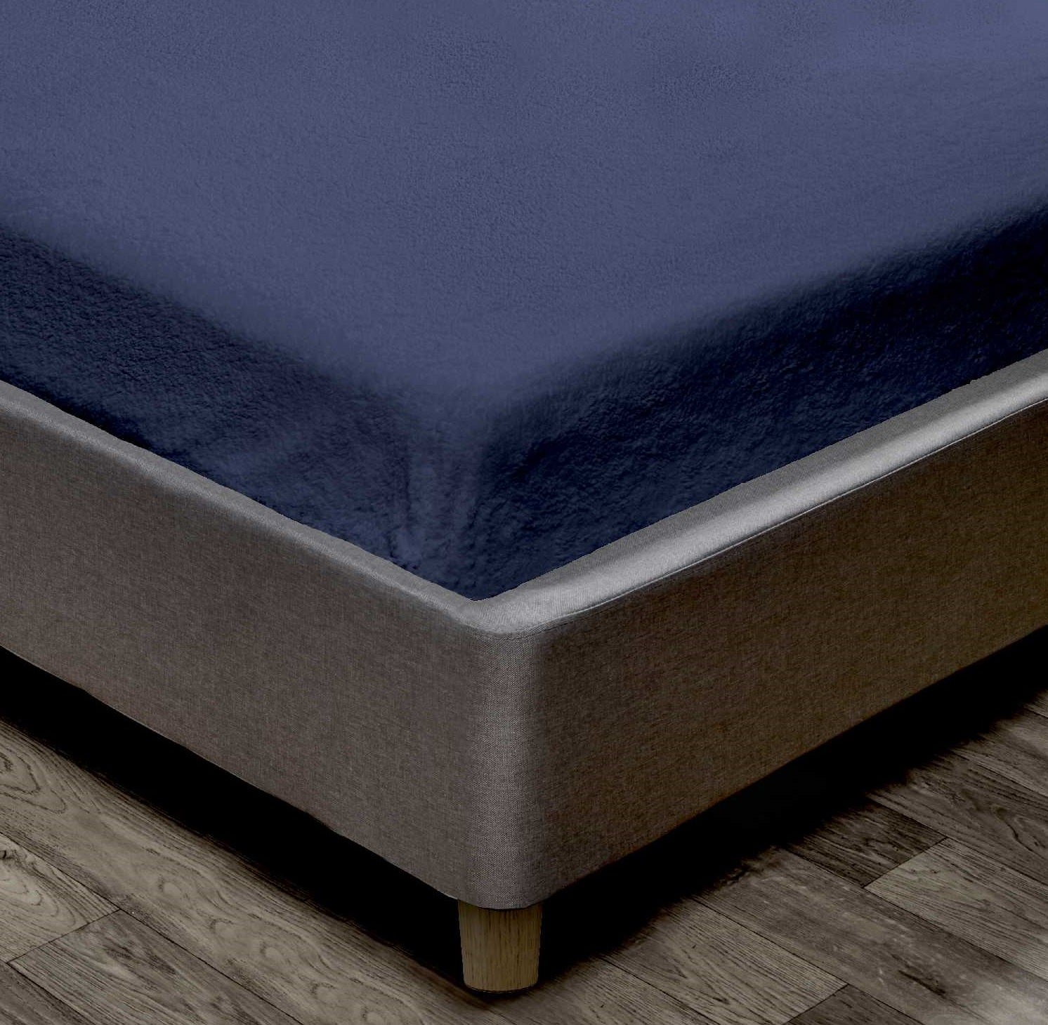 Extra Deep Teddy Fleece Fitted Sheet, Double, Navy Blue