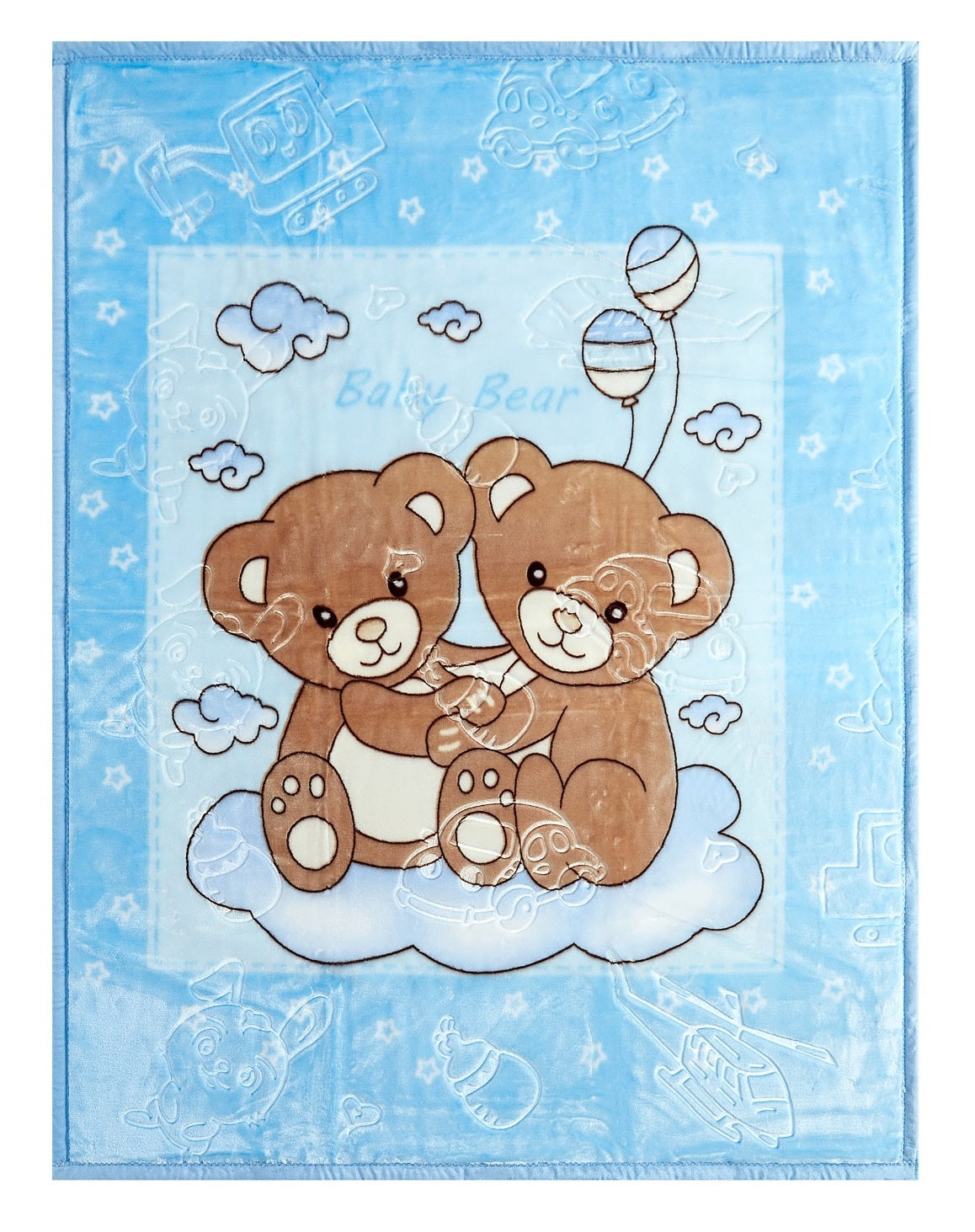 Teddy Friends Baby Boy Blanket Throw, 110x140cm - Blue