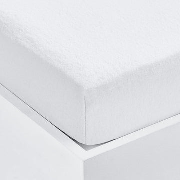 Stretchable Terry Towelling Fitted Sheet, King, White