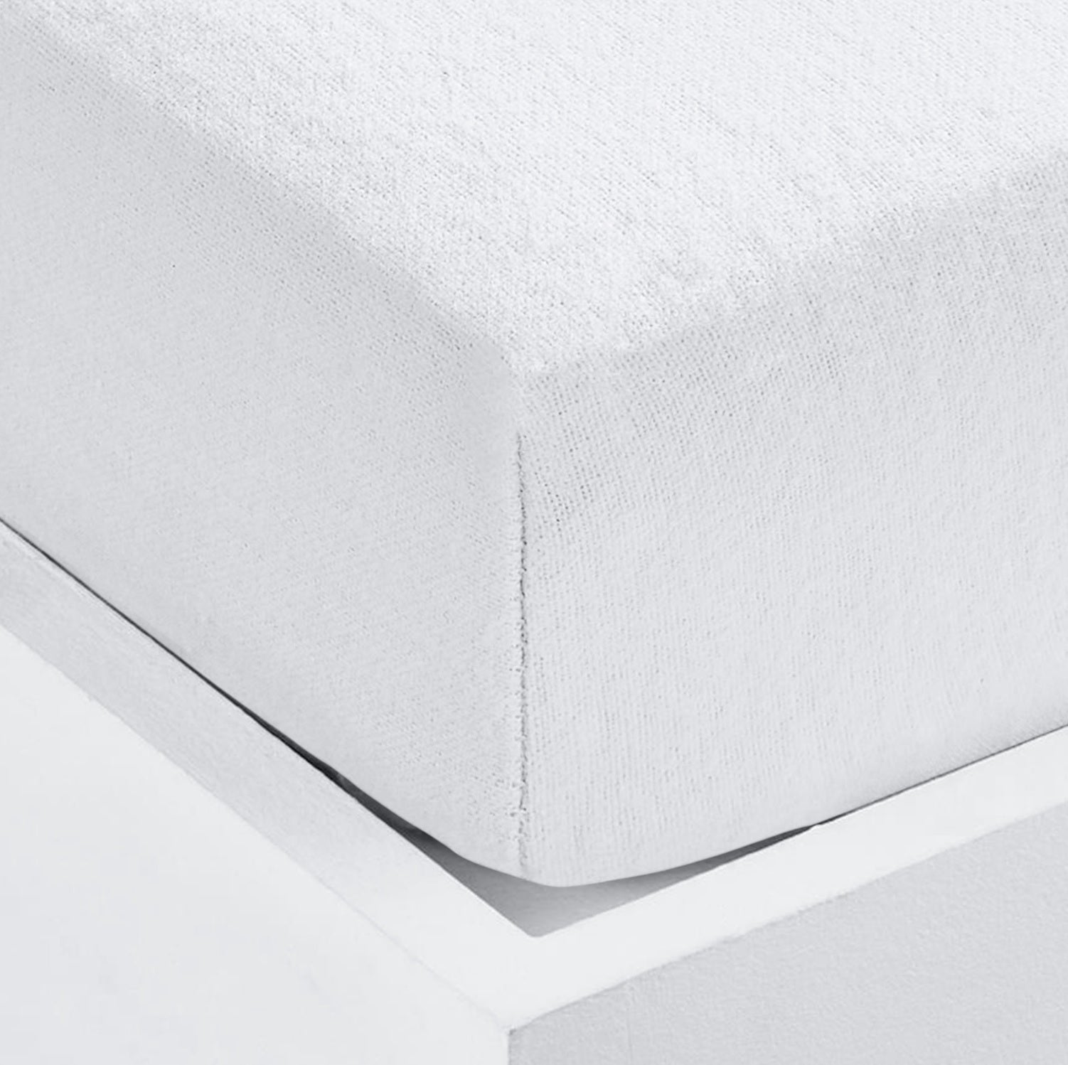 Stretchable Terry Towelling Fitted Sheet, Double, White